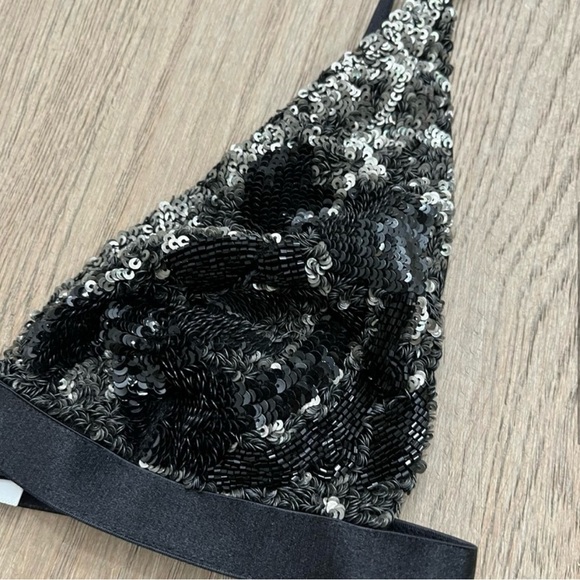 $295 Avery Rose Lingerie Medium Roxy Bralette Bra Hand Beaded Sequin 32-34 B/C - Picture 5 of 8